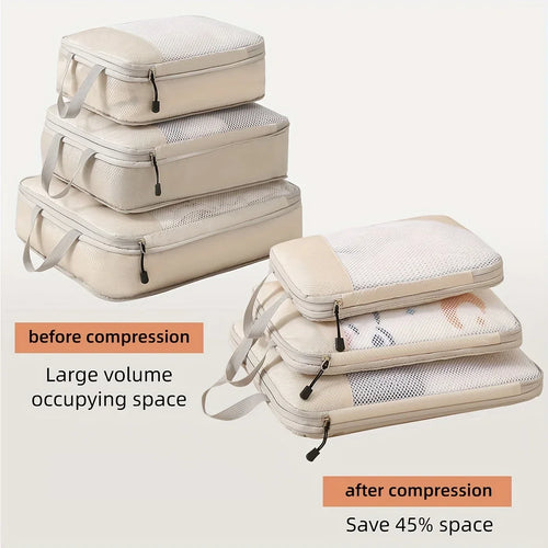 3-Piece Travel Compression Packing Cubes – Luggage Organizer Set