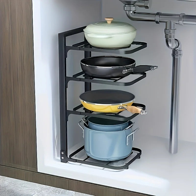 Adjustable Stainless Steel Pot & Pan Organizer Rack