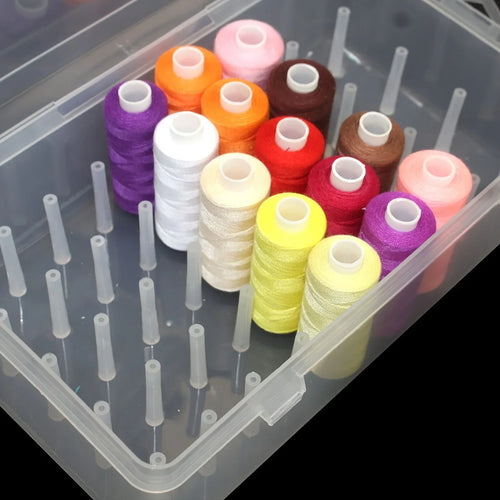 42-Slot Sewing Thread Storage Box – Clear Craft Organizer Case