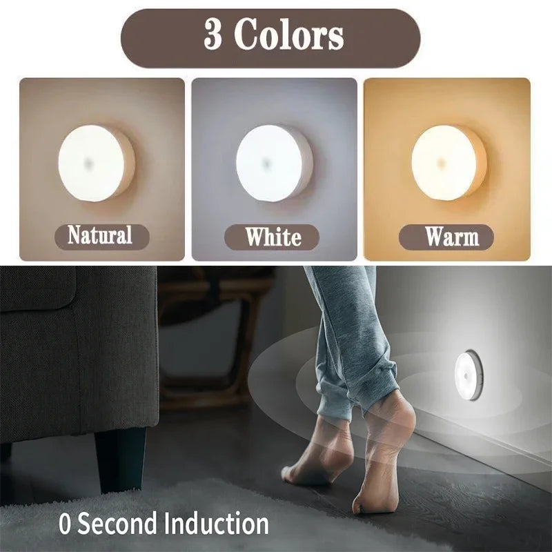 Motion Sensor LED Night Lights – USB Rechargeable 3-Color Lights