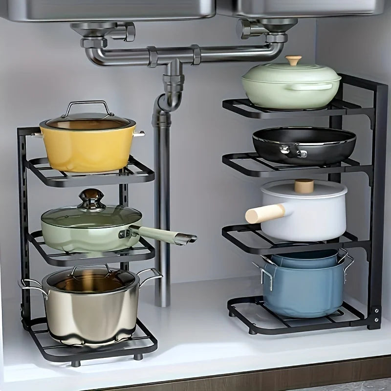 Adjustable Stainless Steel Pot & Pan Organizer Rack