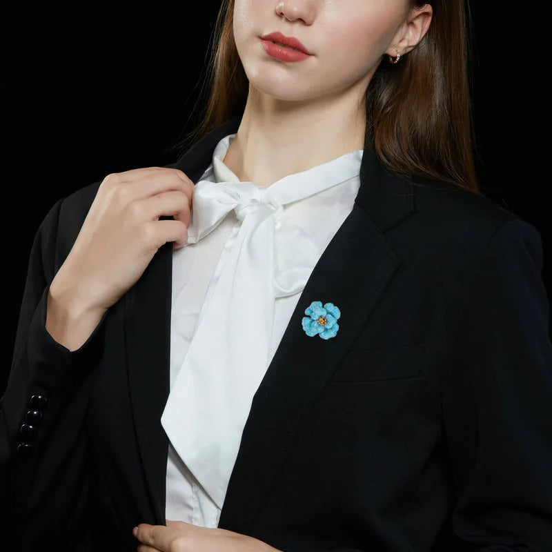 Elegant Blue 3D Flower Brooch for Women