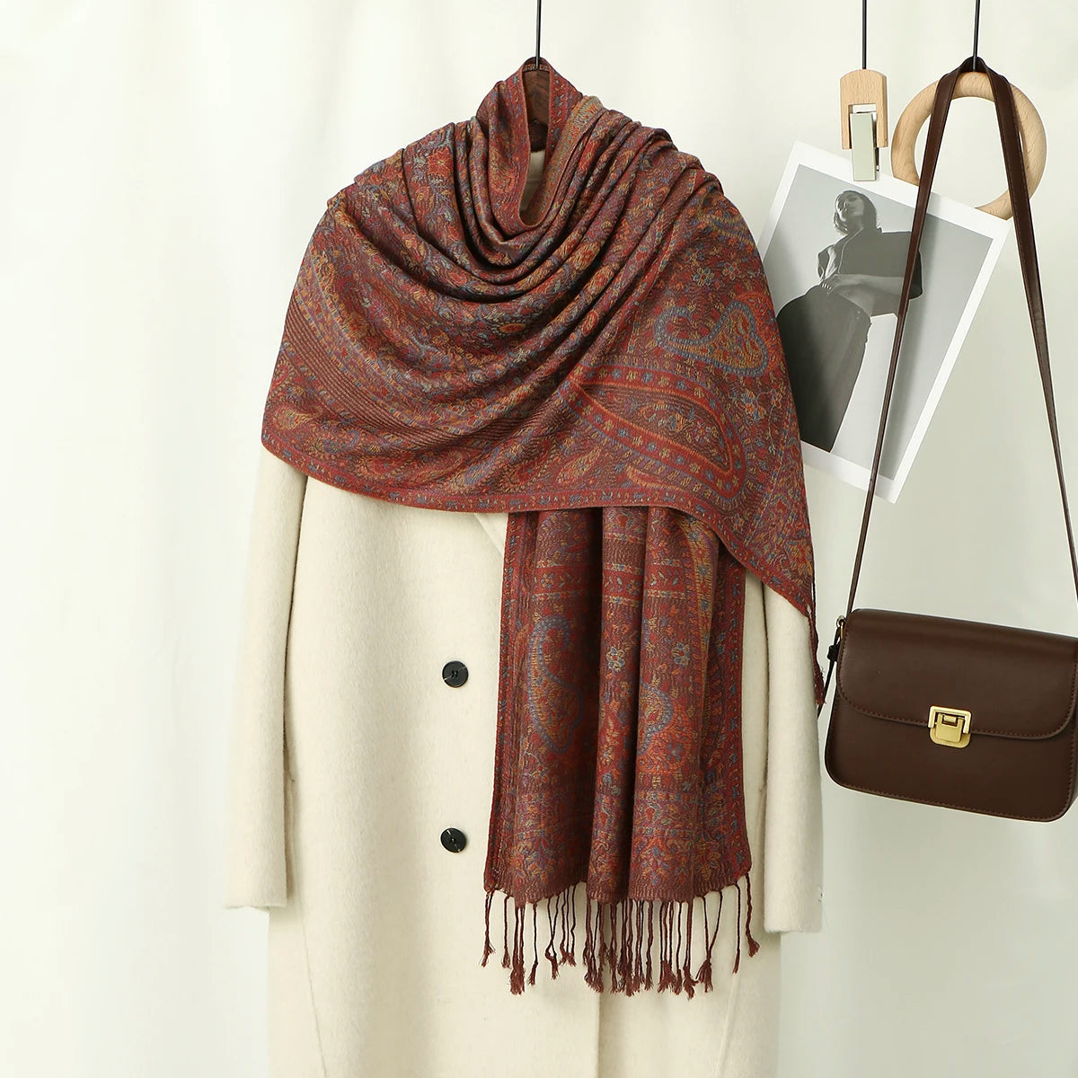Women's Ethnic Paisley Pattern Large Scarf & Shawl