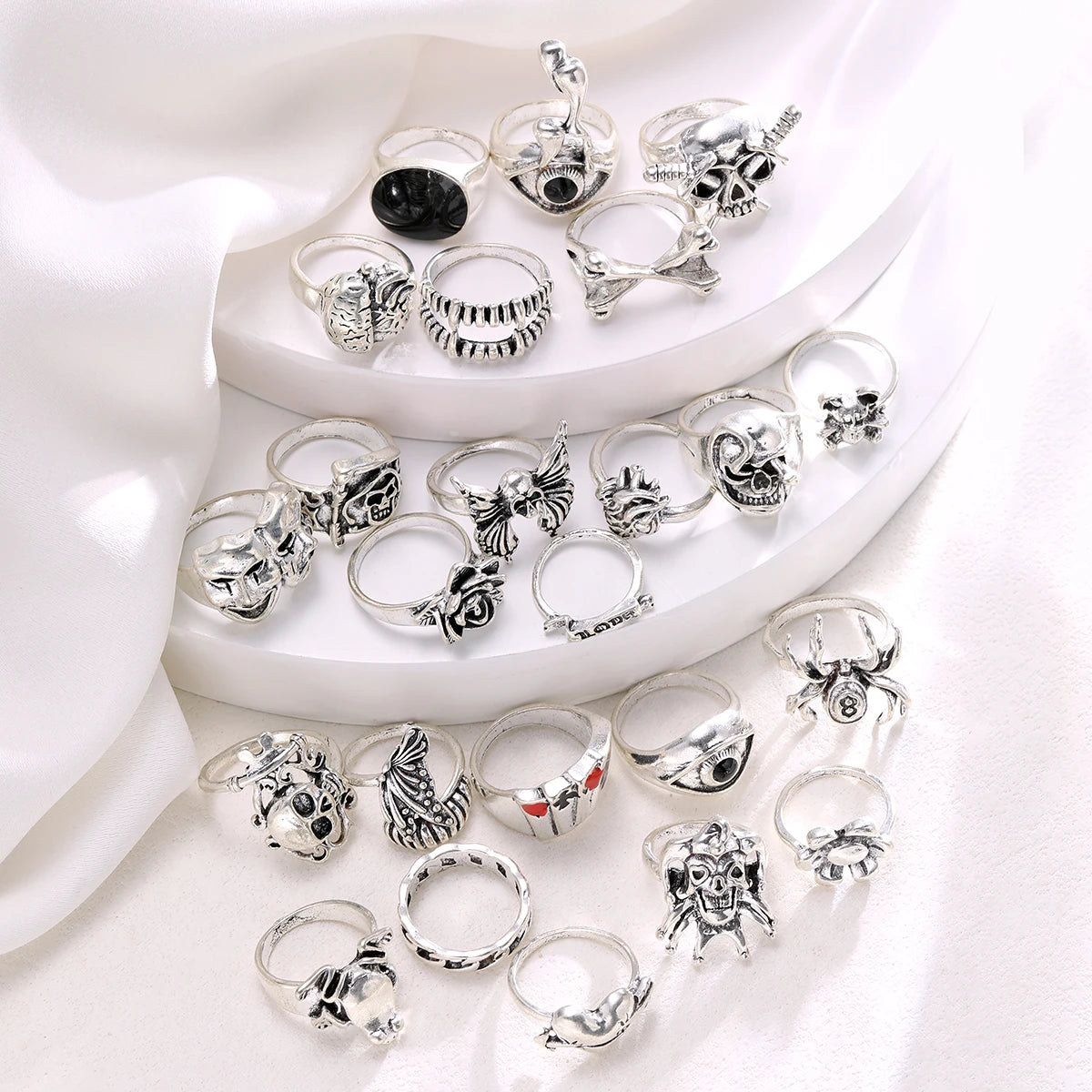 24-Piece Gothic Vintage Ring Set – Punk Style Unisex Fashion Rings