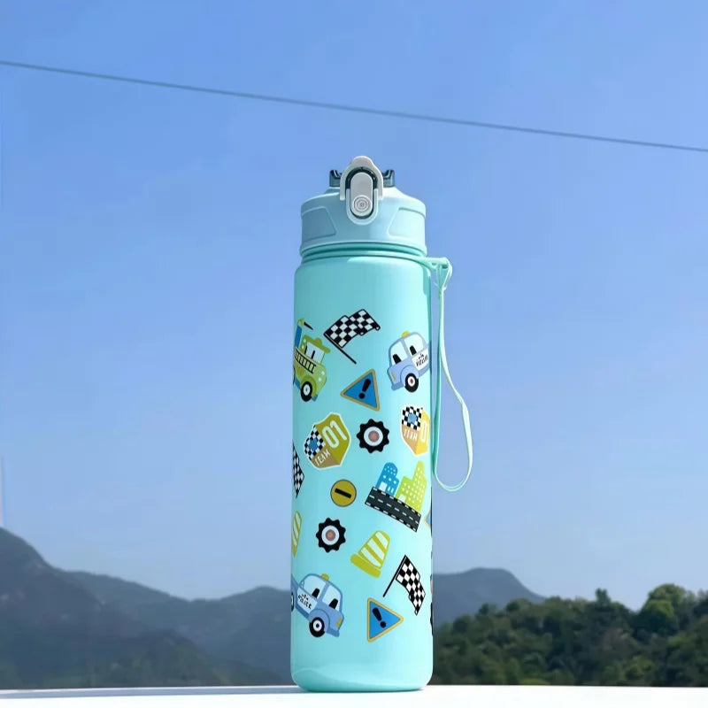 750ml Kids Water Bottle with Straw & Silicone Sleeve