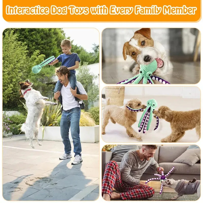 Octopus Plush Squeaky Toy for Dogs & Cats – Interactive Chew Toy