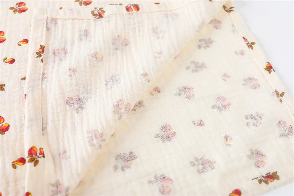 Cotton Muslin Baby Swaddle Blanket – Soft Floral Print Receiving Wrap
