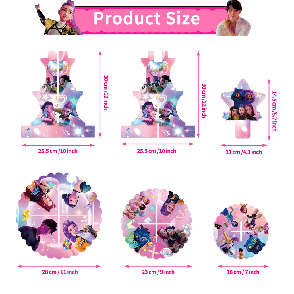 KPOP Demon Hunters 3-Tier Cake Stand – Party Decoration
