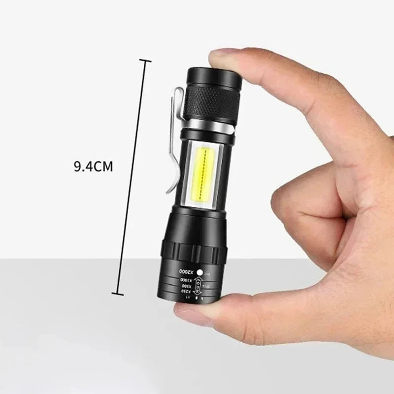 Portable Rechargeable Zoomable LED Flashlight with Pen Clip
