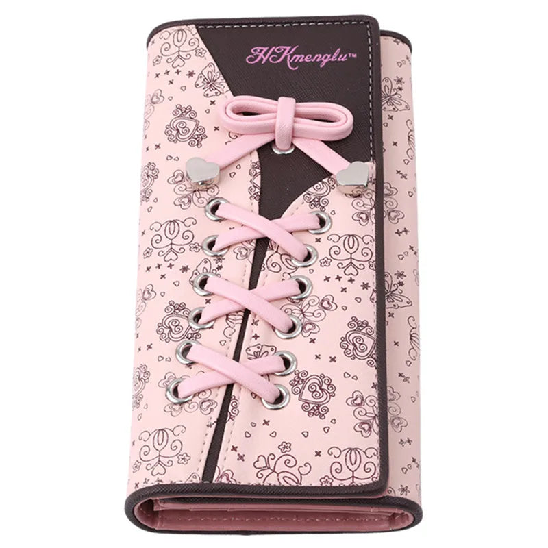 Women's Pink Long Wallet with Multiple Card Slots