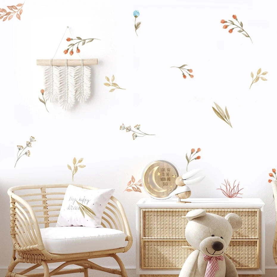Boho Watercolor Floral Wall Stickers for Home Decor