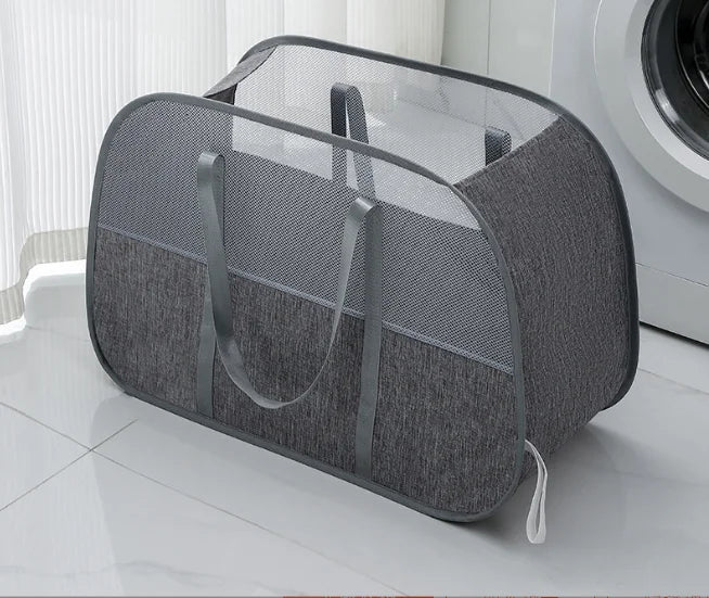 Foldable Mesh Pop-Up Laundry Basket – Lightweight Clothes Storage Hamper