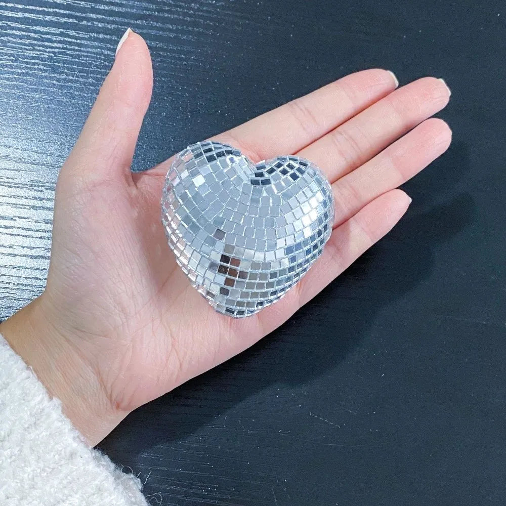 Heart-Shaped Mirror Disco Ball – Reflective Hanging Party Decor