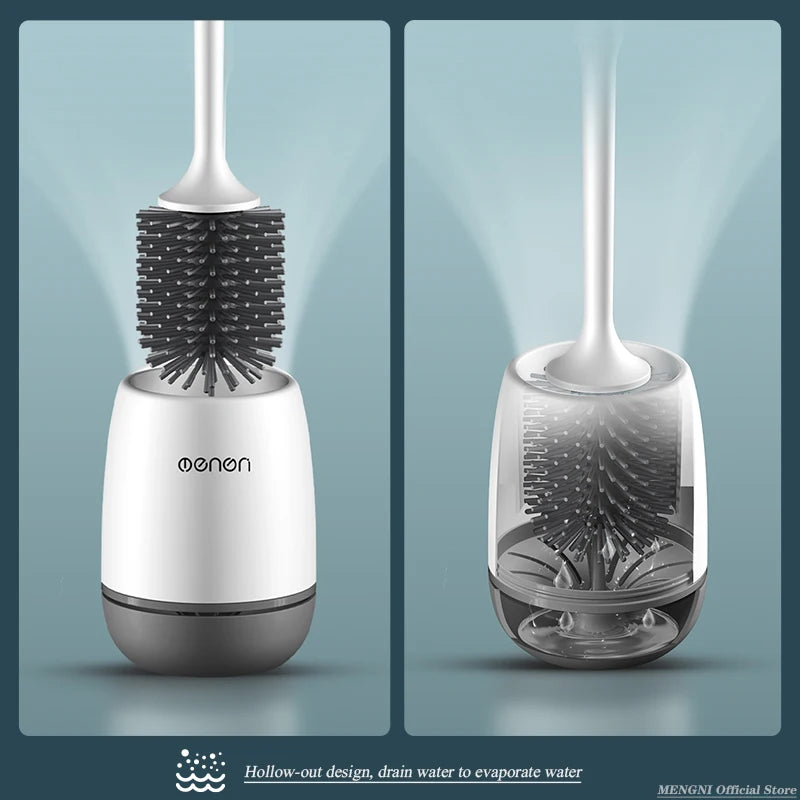 Silicone Toilet Brush with Holder – Wall-Mounted Bathroom Cleaning Brush