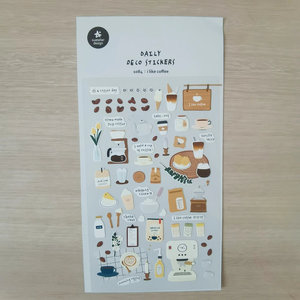 Korean Style Coffee Decorative Stickers for Journaling