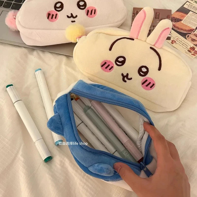 Kawaii Bunny Plush Pencil Case – Cute Soft Pen Bag