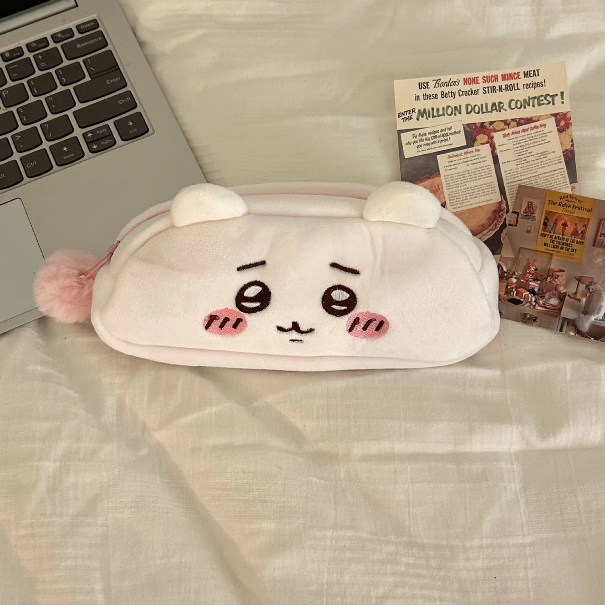 Kawaii Bunny Plush Pencil Case – Cute Soft Pen Bag
