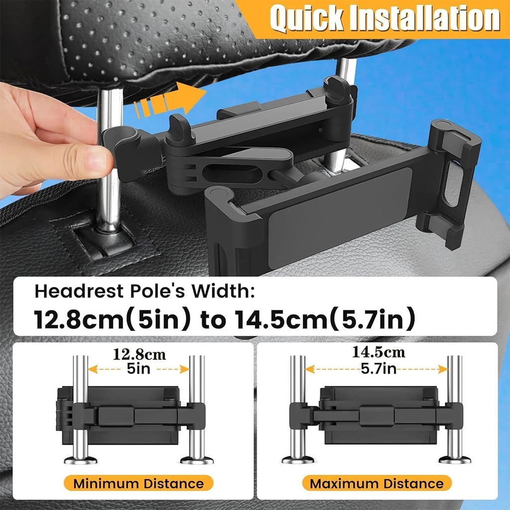 Car Headrest Tablet Holder – Adjustable Back Seat Mount