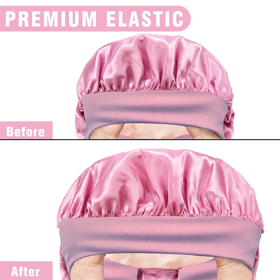 Women's Extra Long Satin Hair Bonnet – Elastic Sleep Cap