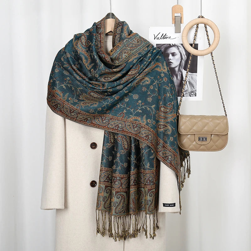 Women's Ethnic Paisley Pattern Large Scarf & Shawl