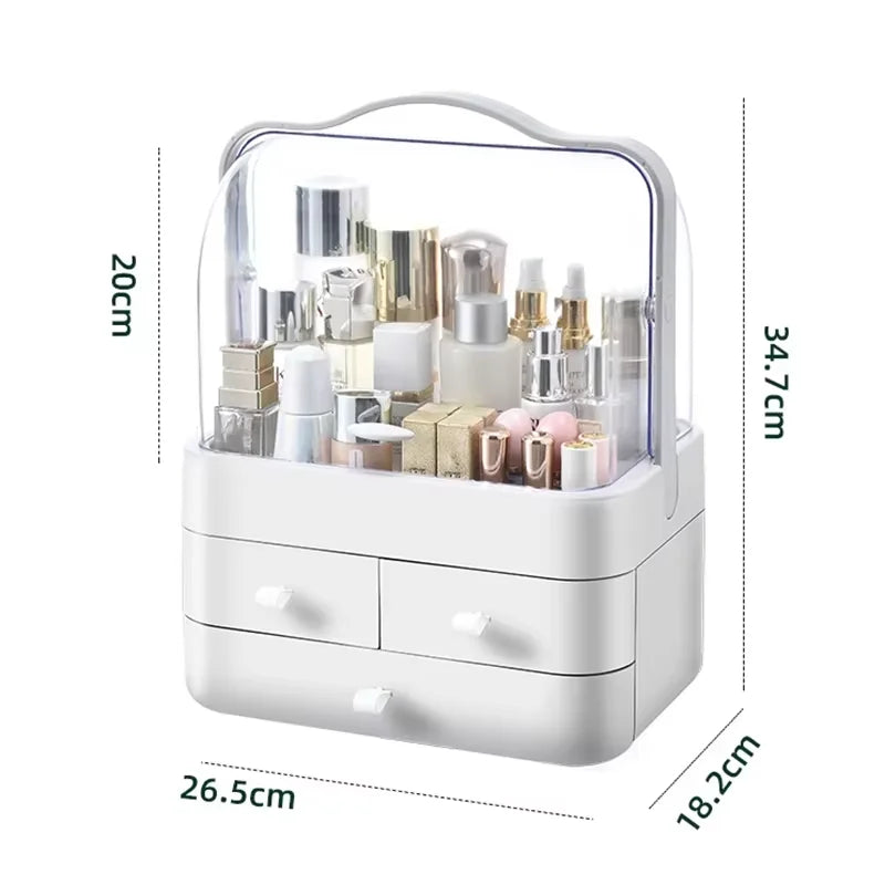 Dust-Proof Makeup Organizer with 3 Drawers