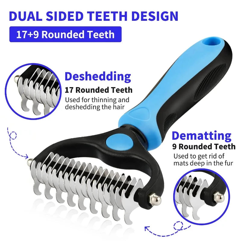 Self-Cleaning Pet Deshedding Brush for Dogs and Cats