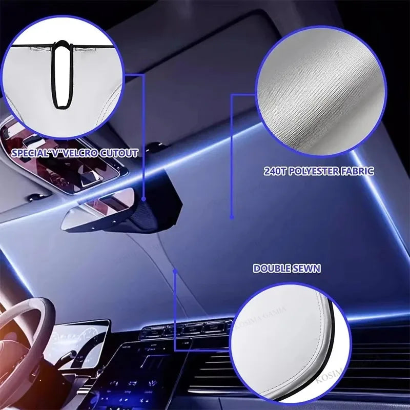 Auto Folding Car Windshield Sun Shade – Reflective Front Window Cover