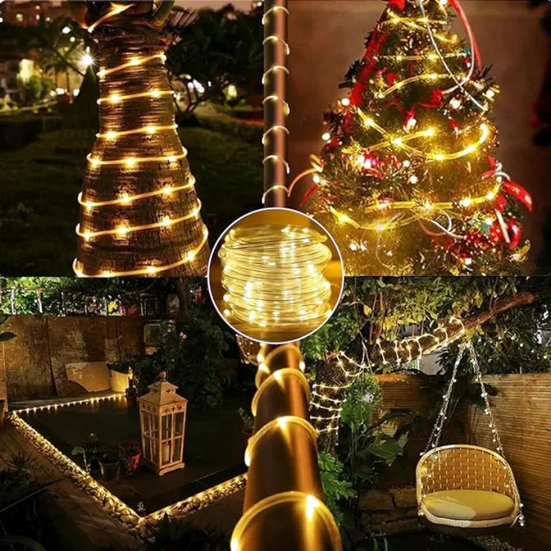 Solar LED Rope String Lights – Outdoor Christmas & Garden Decor