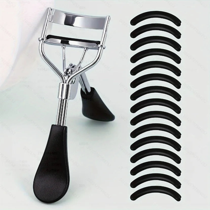 Portable Eyelash Curler with 15 Silicone Replacement Pads