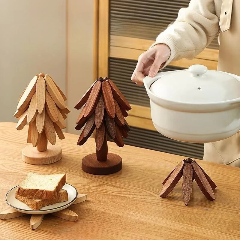 Wooden Christmas Tree Trivet – Heat Resistant Table Mat & Holiday Decor