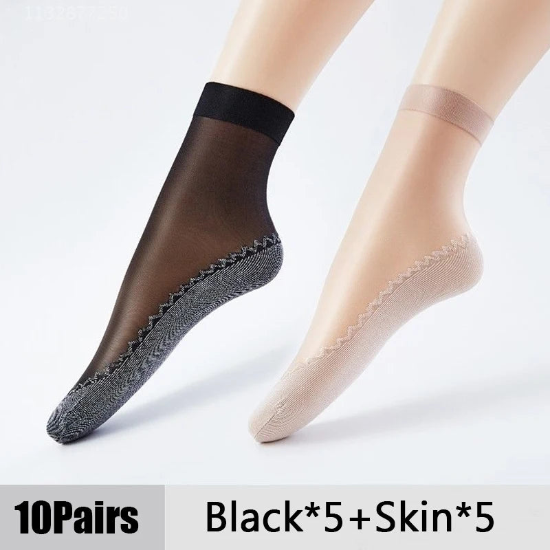 10-Pair Women's Ultra-Thin Summer Socks – Soft Breathable Everyday Socks
