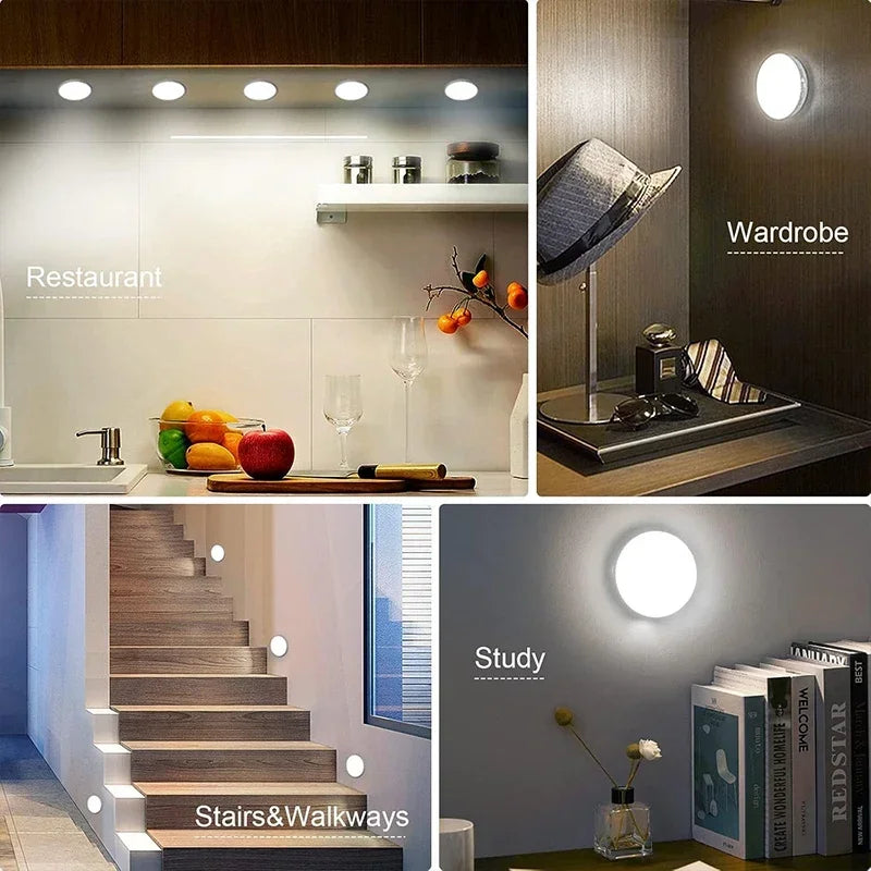 Motion Sensor LED Night Lights – USB Rechargeable 3-Color Lights
