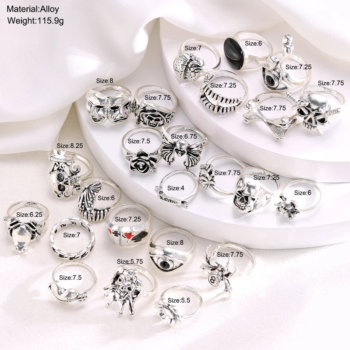 24-Piece Gothic Vintage Ring Set – Punk Style Unisex Fashion Rings