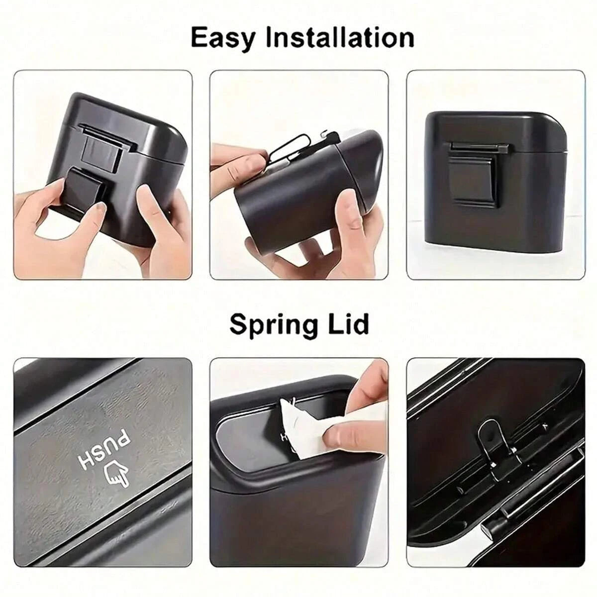 Mini Car Trash Can with Lid – Portable Car Waste Bin & Bag Set