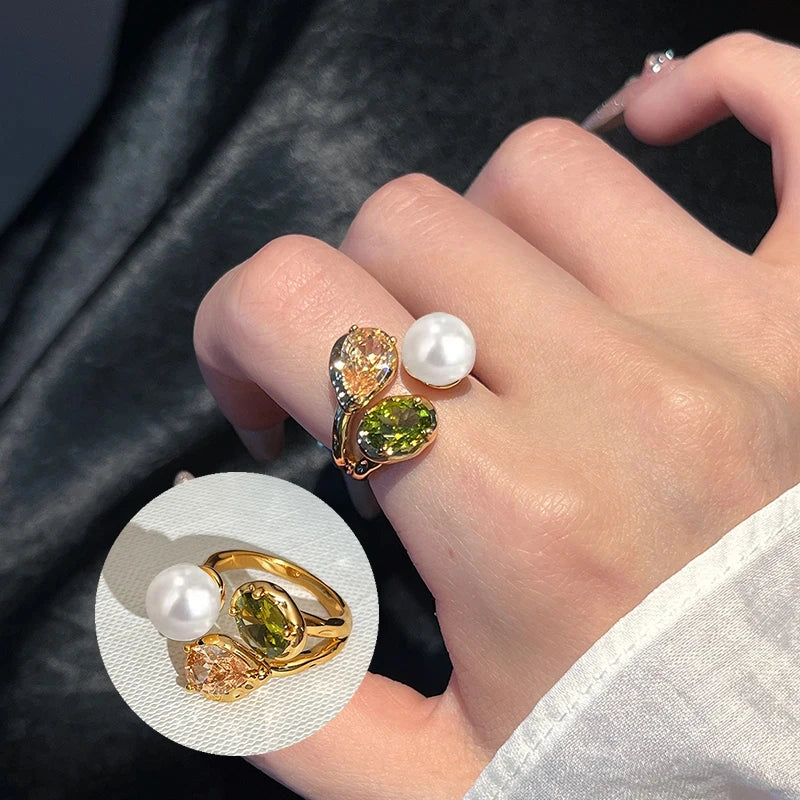Women's Geometric Rhinestone Ring – Elegant Minimalist Fashion Jewelry
