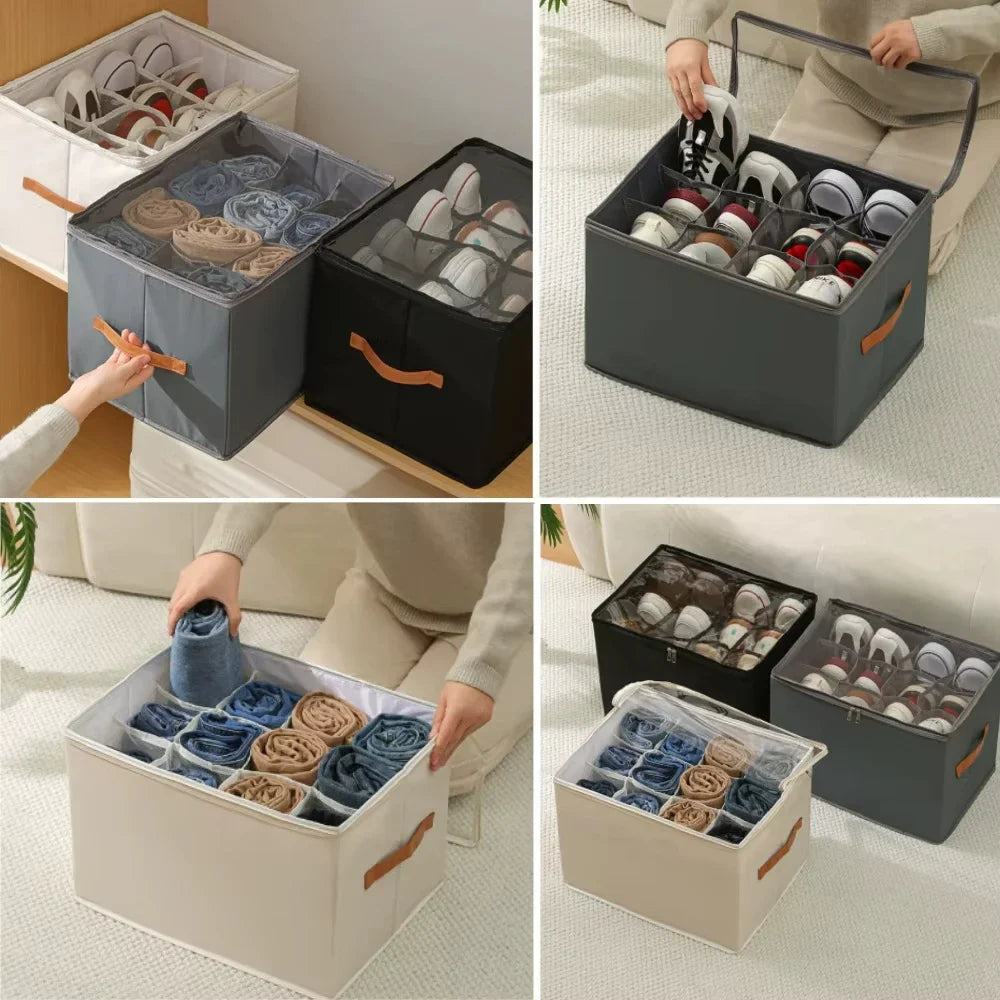 Foldable Shoe Storage Box – Dustproof Closet Organizer