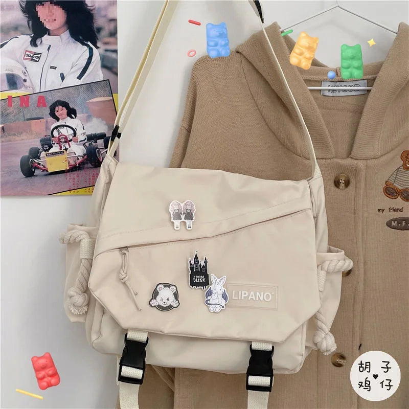 Korean Street Photography Shoulder Bag – Artistic Canvas Messenger Bag