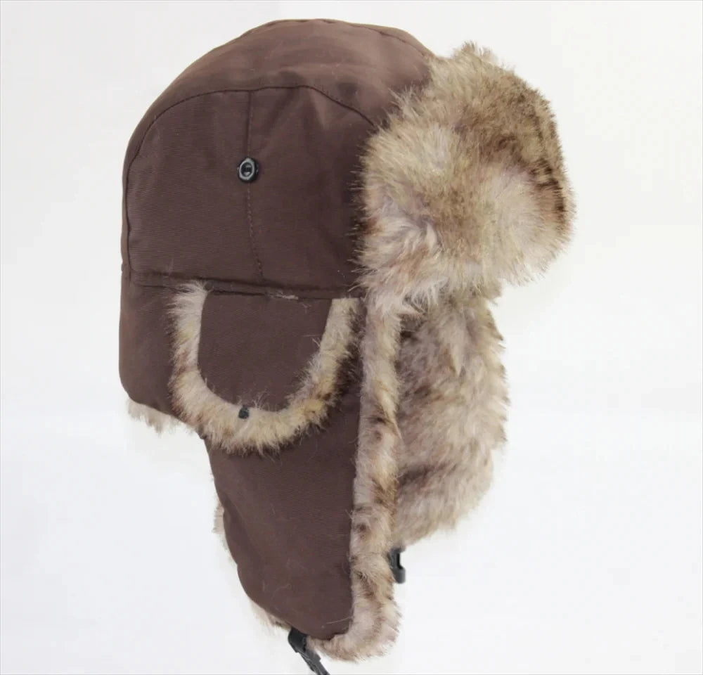Men's Winter Faux Fur Ushanka Trapper Hat with Ear Flaps