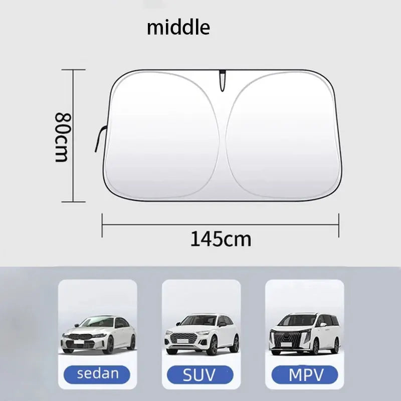 Auto Folding Car Windshield Sun Shade – Reflective Front Window Cover
