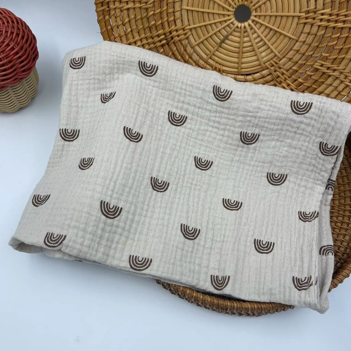 Cotton Muslin Baby Swaddle Blanket – Soft Floral Print Receiving Wrap