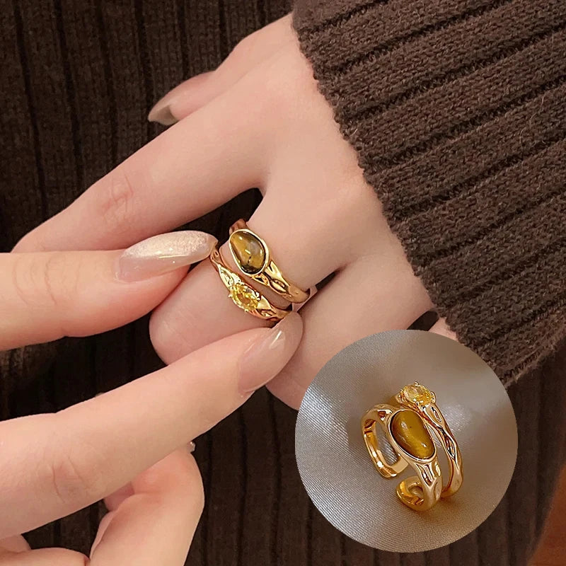 Women's Geometric Rhinestone Ring – Elegant Minimalist Fashion Jewelry