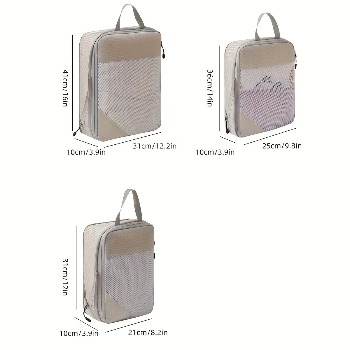 3-Piece Travel Compression Packing Cubes – Luggage Organizer Set