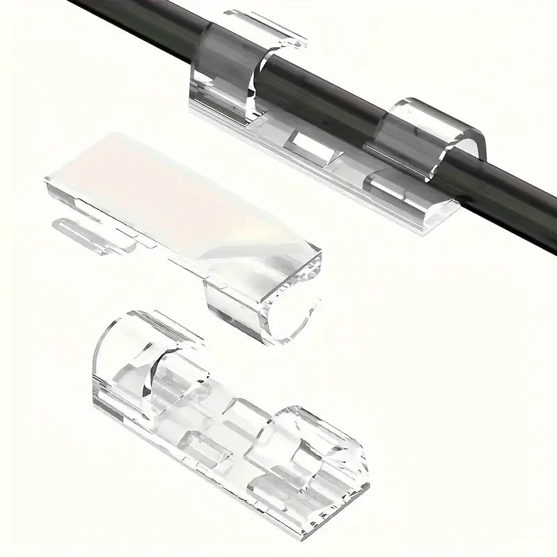 30PCS Clear Adhesive Cable Clips – Transparent Wire Organizers