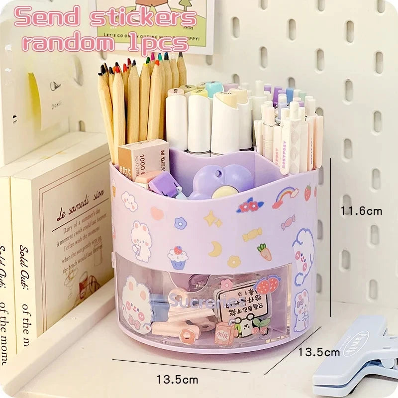 Rotating Pen Holder & Desktop Organizer – Cute Stationery Storage