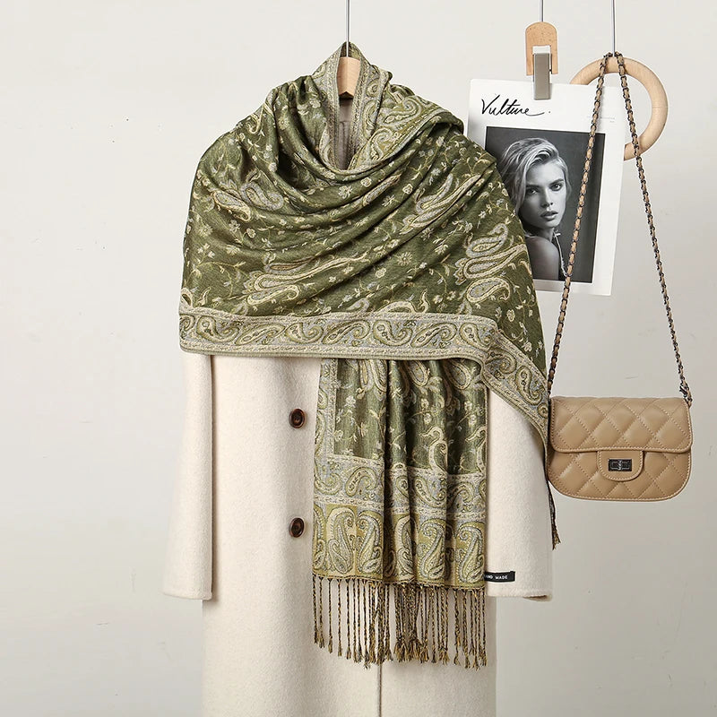 Women's Ethnic Paisley Pattern Large Scarf & Shawl