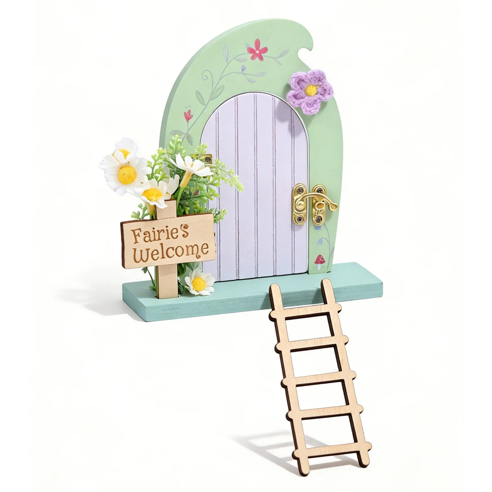 Mini Wooden Fairy Elf Door – Christmas Dollhouse Decoration