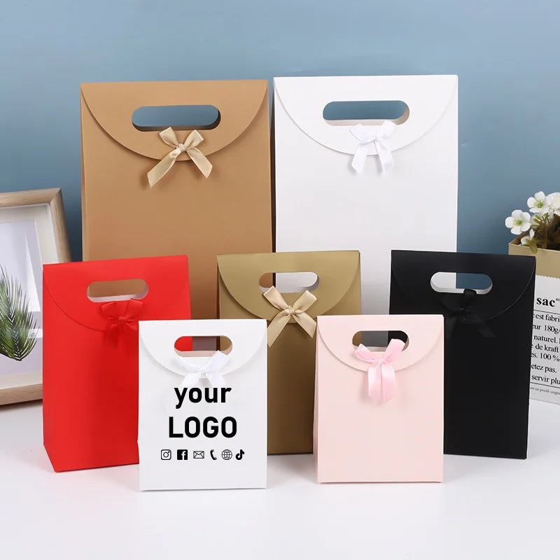 50-Pack Paper Gift Bags with Handles for Parties & Holidays
