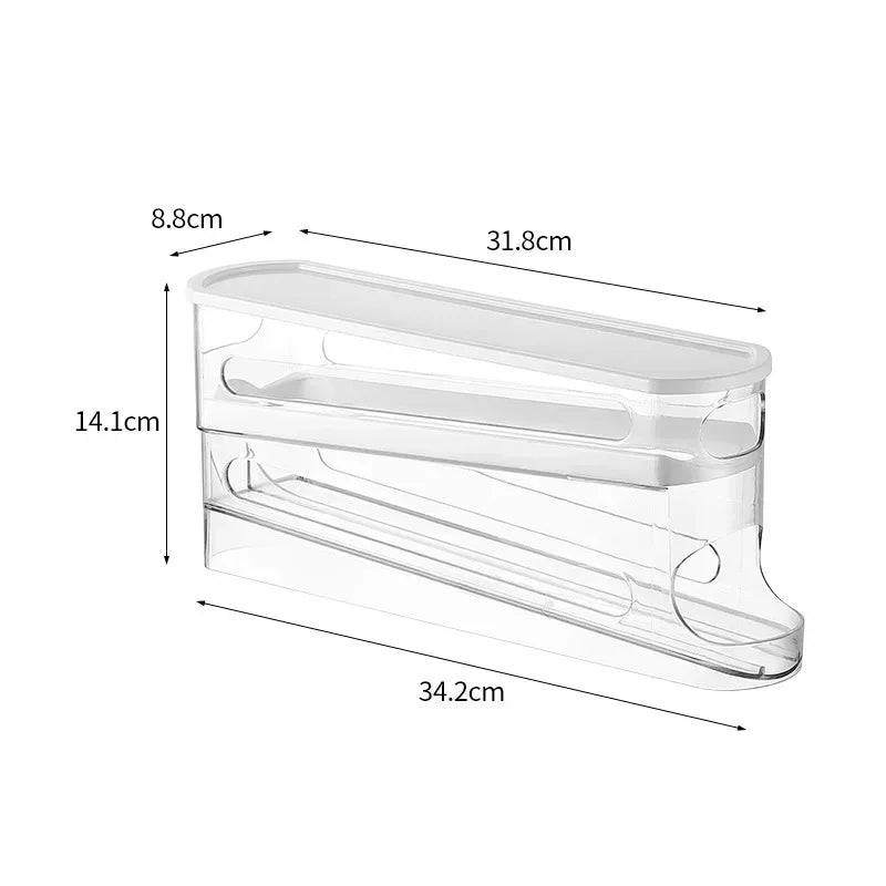2-Tier Automatic Rolling Egg Organizer – Refrigerator Storage Holder