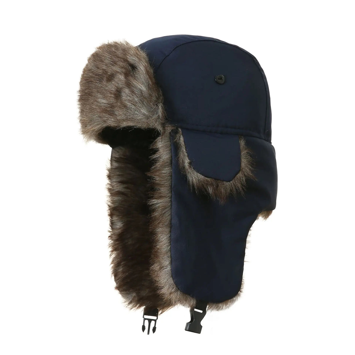 Men's Winter Faux Fur Ushanka Trapper Hat with Ear Flaps
