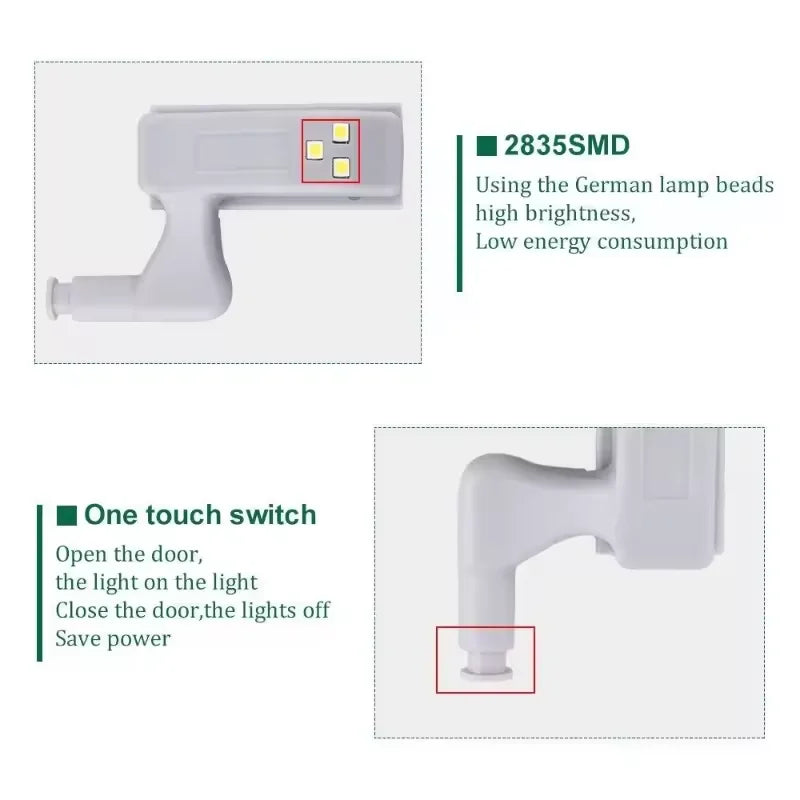 10-Pack Cabinet Hinge LED Lights for Cupboards & Closets